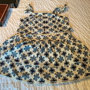 NWOT Aguabendita blue and cream linen tank and skirt set. Size 2x.